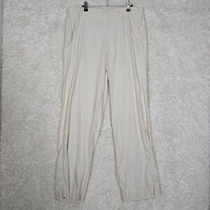 J Jill Pants Womens 18 Beige‎ Linen Blend Pull On Straight Leg Beach Coastal